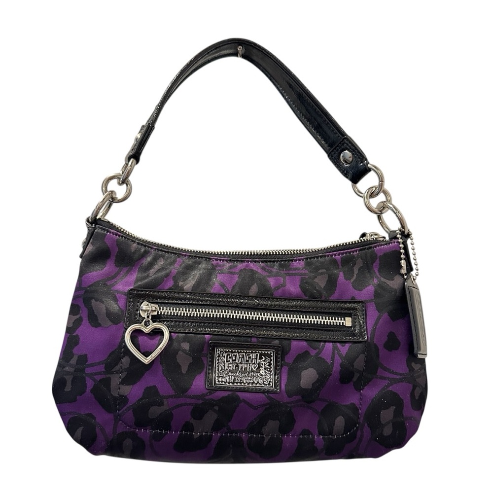 RARE!! Coach Poppy Daisy Ocelot Black/Purple/Silver Soho Shoulder Bag 2012